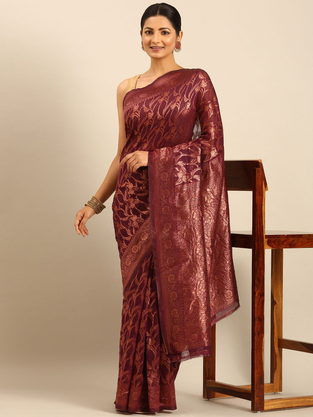 

Ishin Ethnic Motifs Zari Saree, Purple