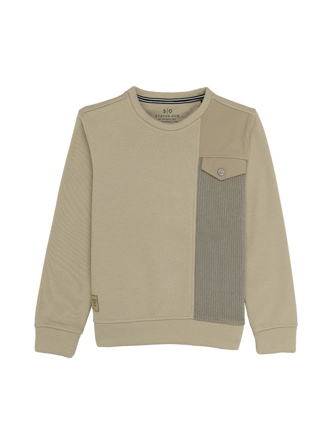 

Status Quo Boys Solid Round Neck Cotton Pullover Sweatshirt, Beige