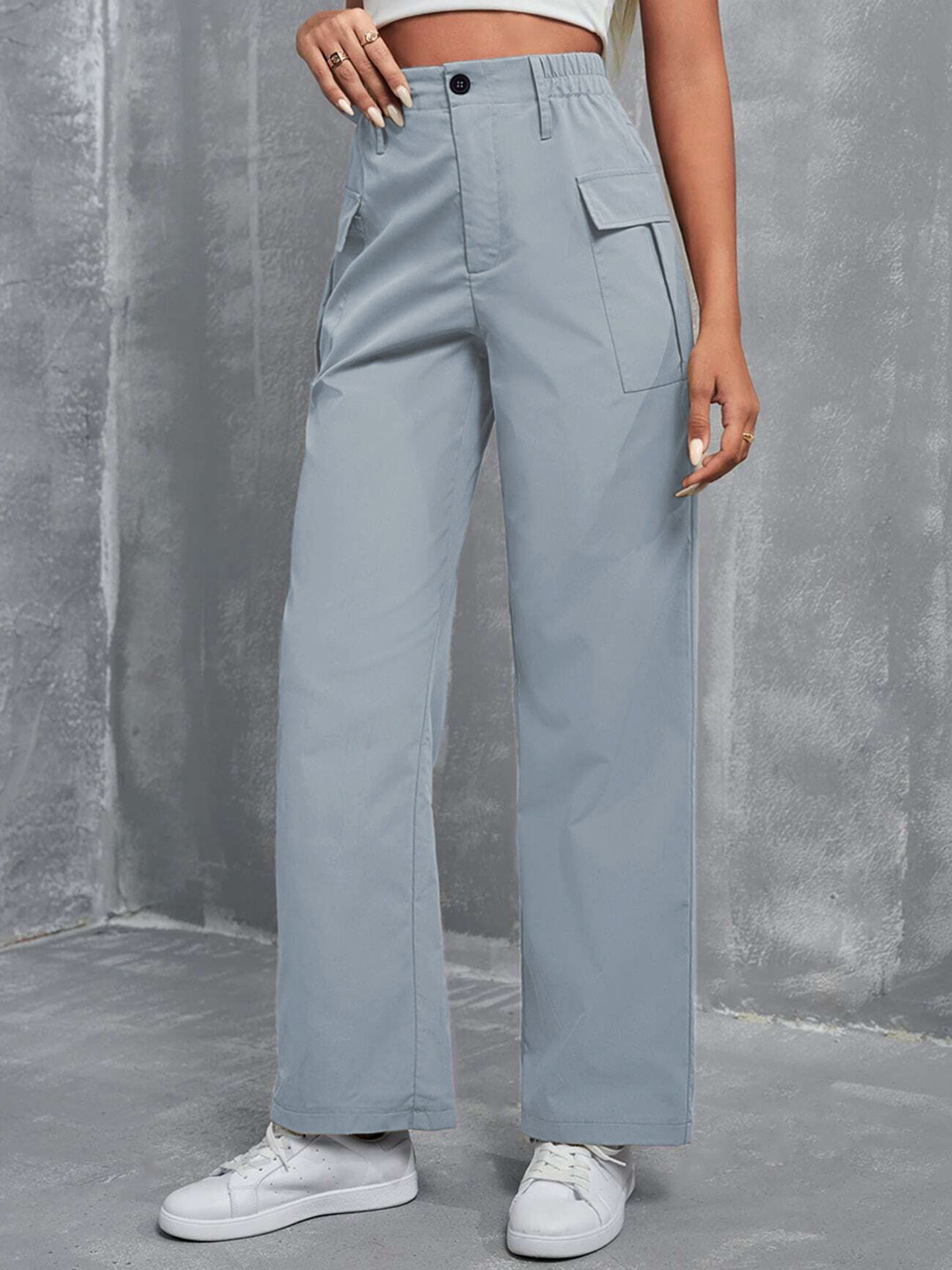 

TAGDO Women Easy Wash Cargos Trousers, Silver