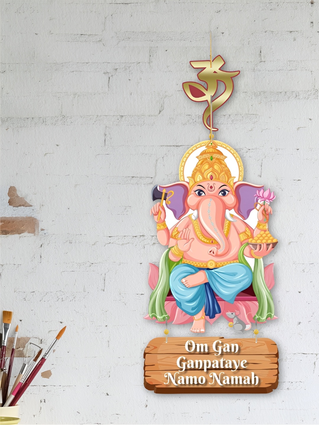 

Nupur Studios Pink & Blue Lord Ganesha Printed Hanging Wall Decor