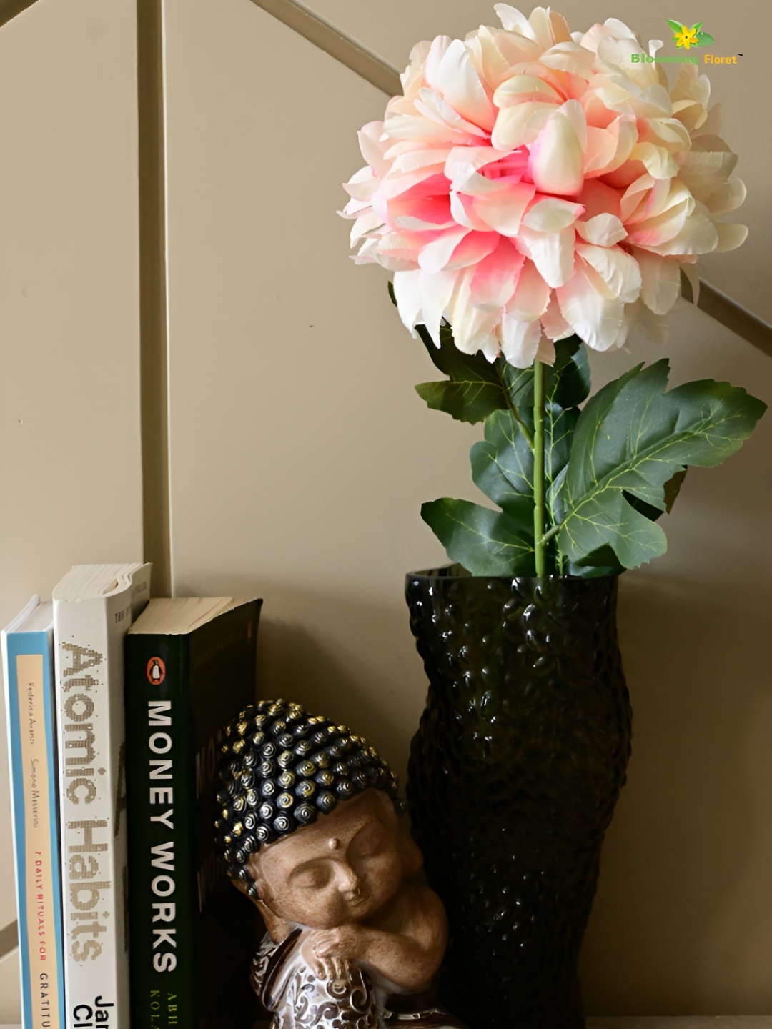 

Blooming Floret Cream-Coloured & Green Peony Artificial Flower