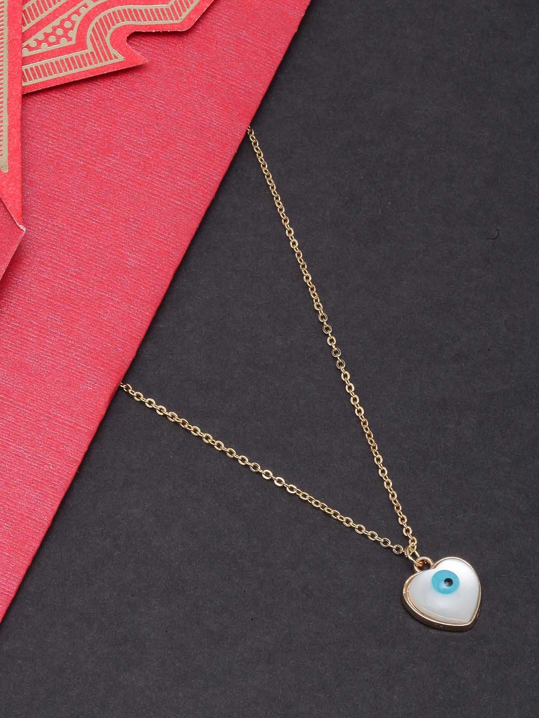 

KPOP Gold-Plated Heart Shaped Evil Eye Minimal Pendant With Chain