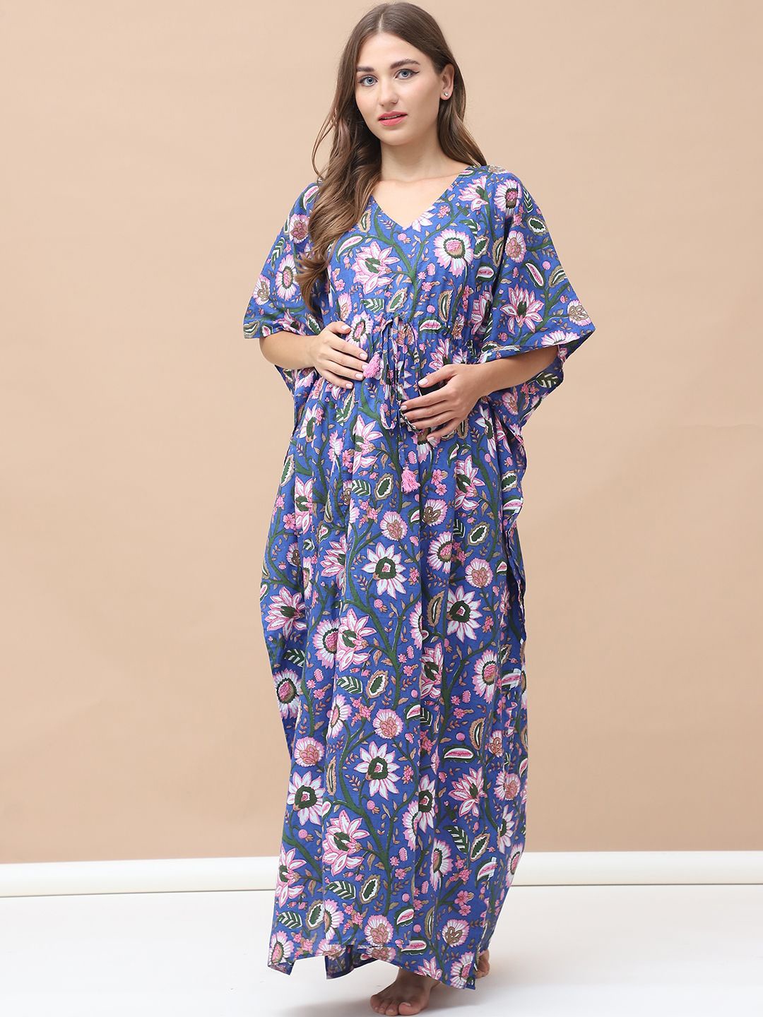 

Secret Wish Women Printed Maxi Nightdress, Blue