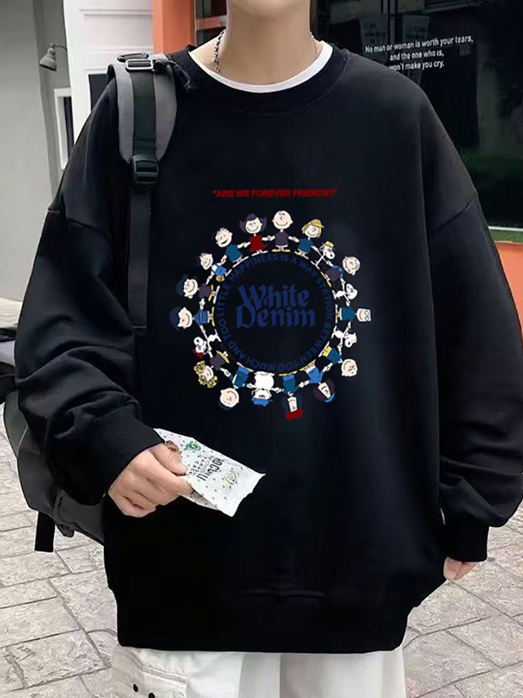 

StyleCast x Revolte Men Graphic Printed Round Neck Pullover Sweatshirt, Black