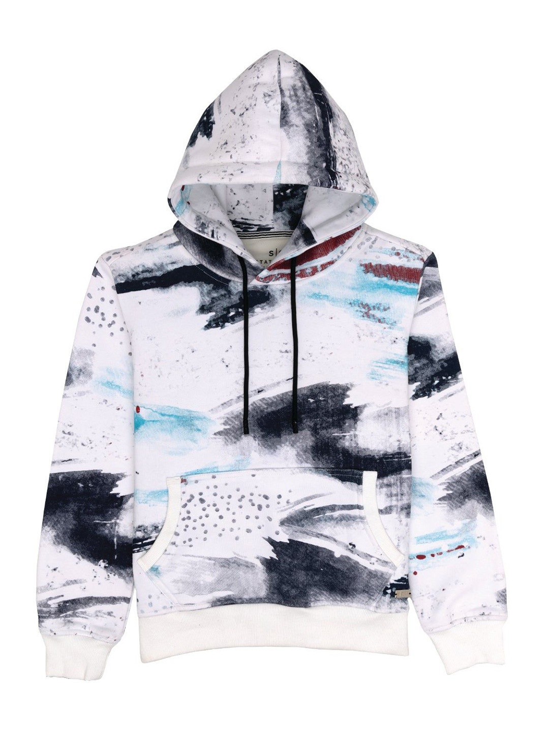 

Status Quo Boys Abstract Printed Hood Cotton Pullover Sweatshirt, White