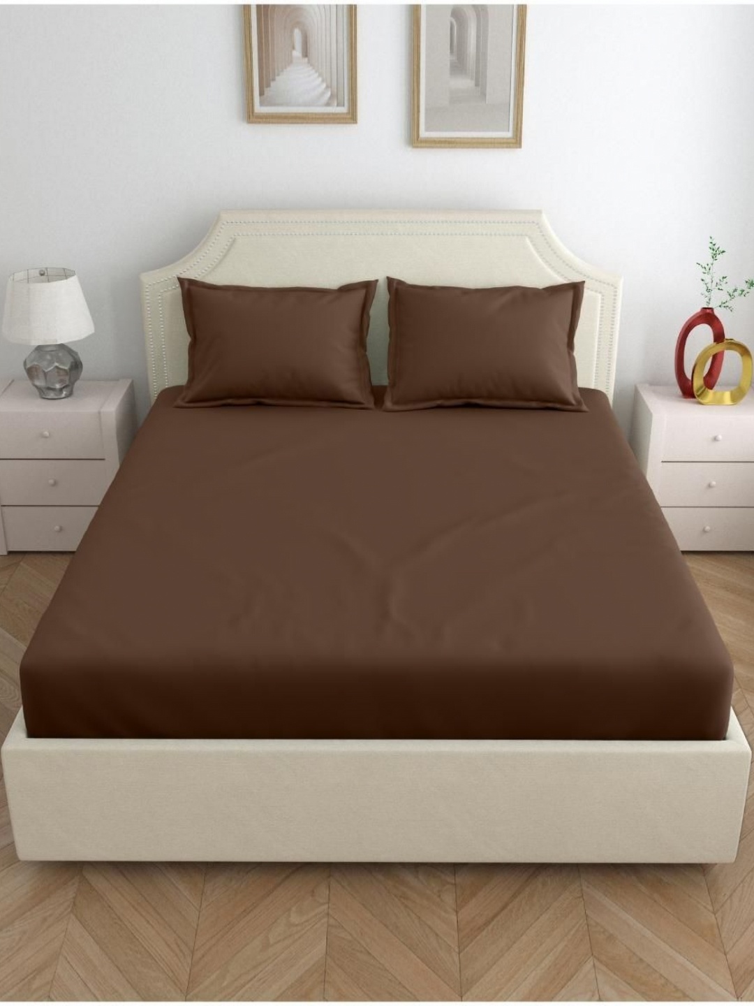 

Block Print Story Coffee Brown 300 TC King Bedsheet with 2 Pillow Covers