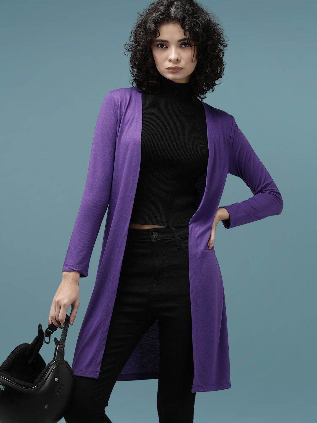 

DressBerry Open Front Longline Shrug, Purple