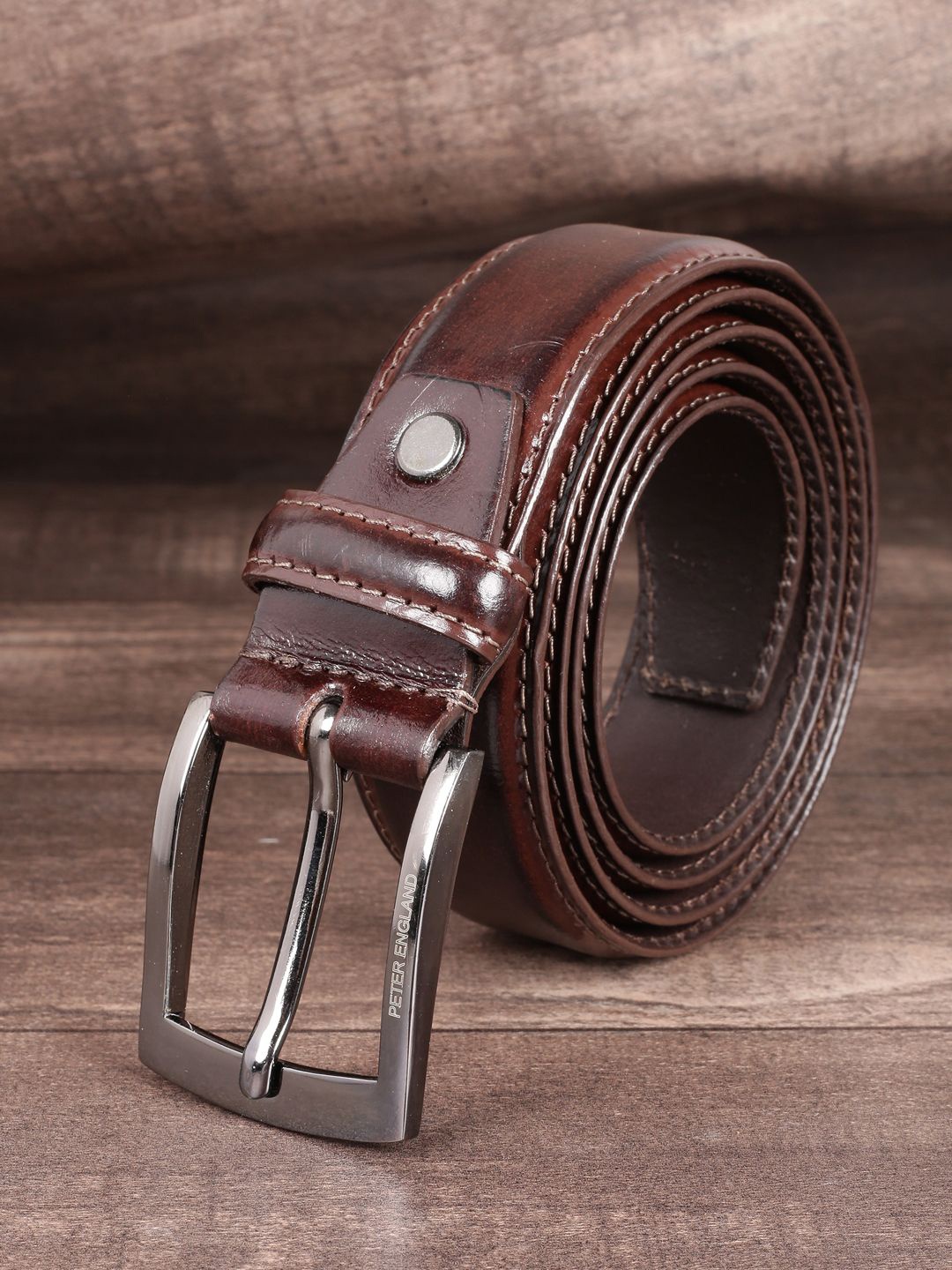 

Peter England Men Solid Leather Formal Belt, Brown