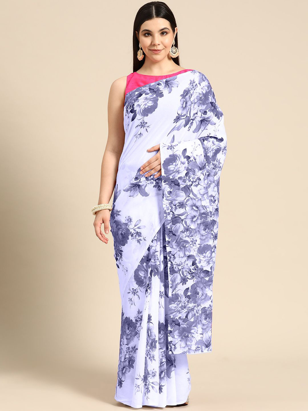 

BUTA BUTI Floral Pure Cotton Saree, Blue