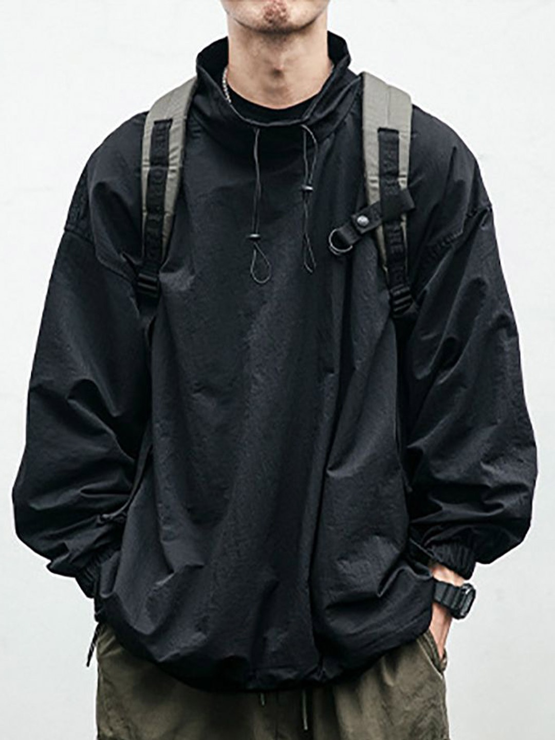 

StyleCast x Revolte Men Solid High Neck Pullover Sweatshirt, Black