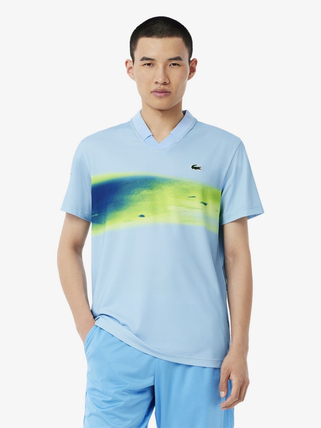 

Lacoste Men Abstract Printed Polo Collar Slim Fit T-shirt, Blue