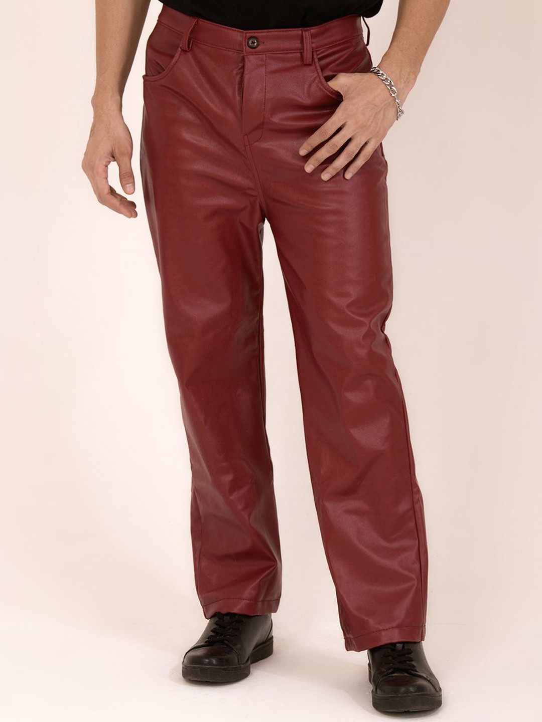 

BAESD Men Smart Trousers, Maroon