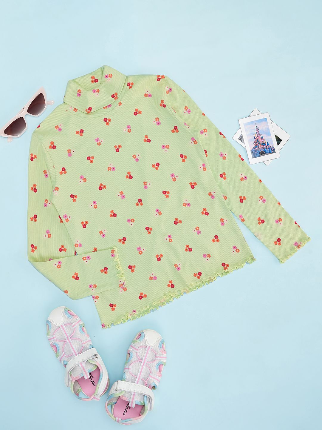 

Pantaloons Junior Girls Floral Printed Round Neck Cotton Pullover Sweatshirt, Green