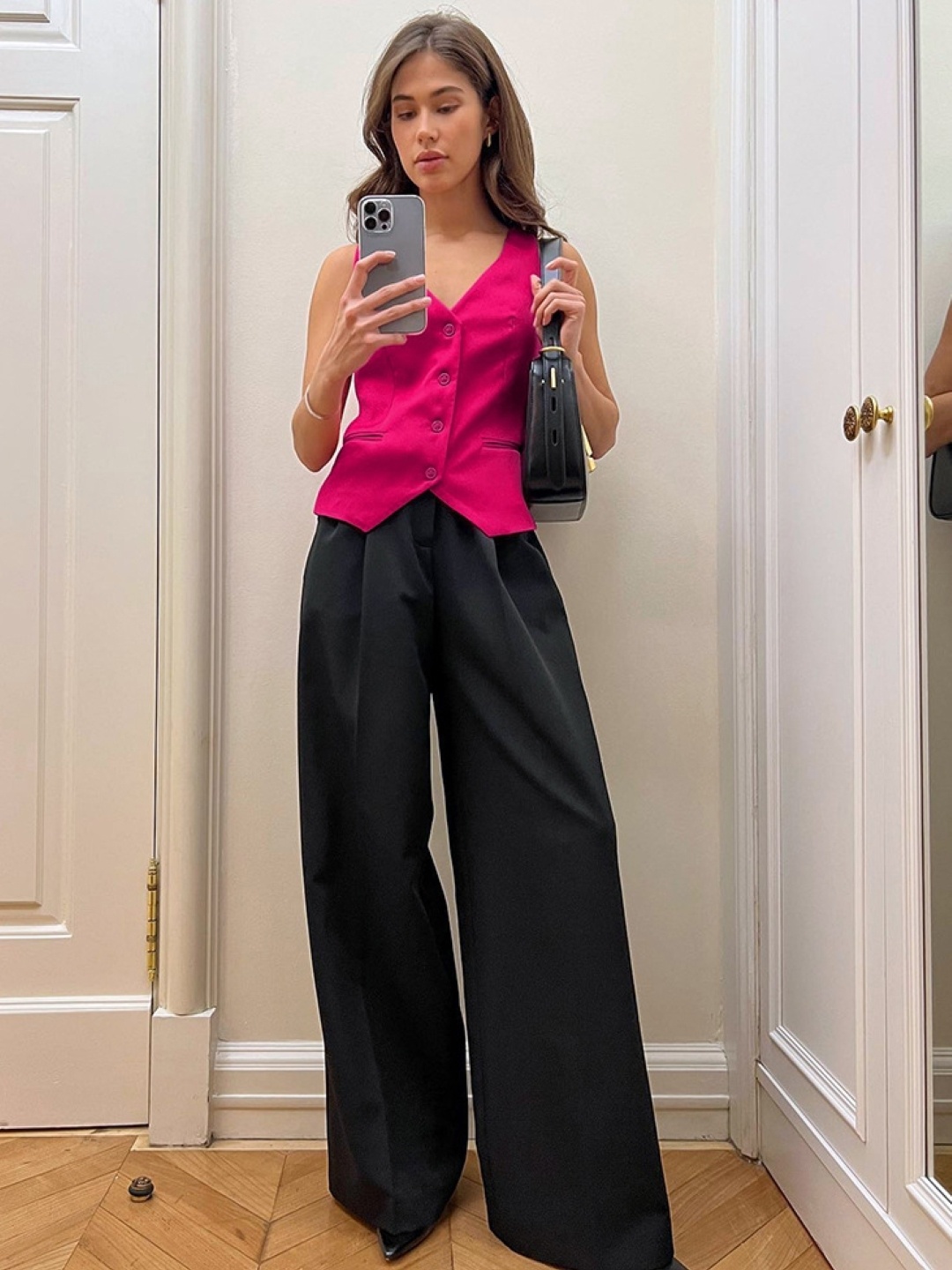 

KPOP V-Neck Sleeveless Coat With Trousers, Pink
