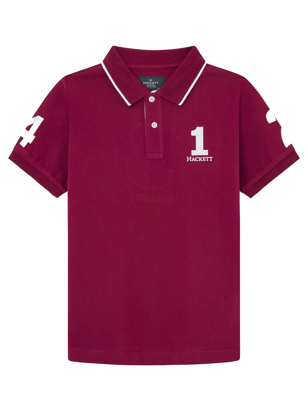 

HACKETT LONDON Boys Varsity Printed Polo Collar Cotton T-shirt, Red