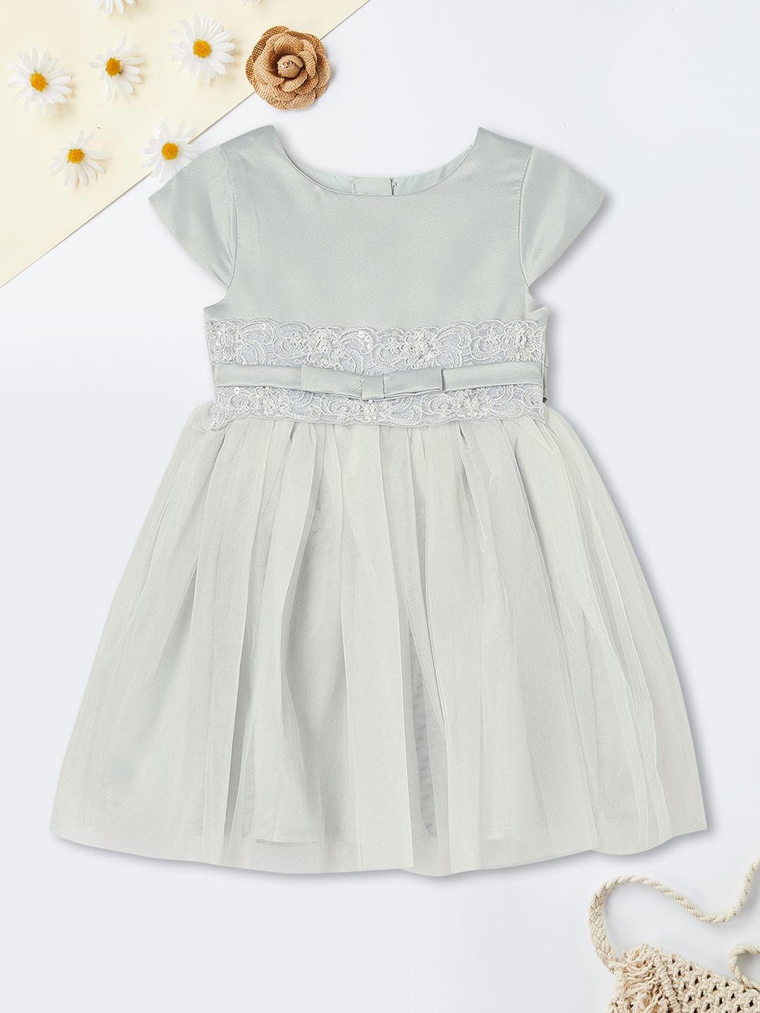 

max Girls Solid Fit & Flare Dress, Silver