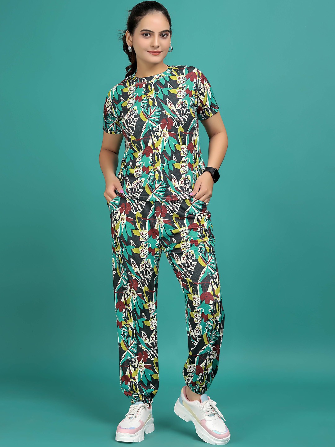 

SAKARMAA Printed Top & Trouser Co-Ord Set, Black
