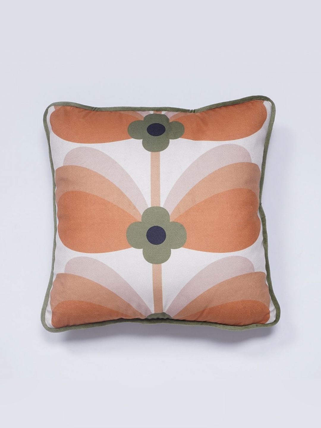 

Aura White & Orange Floral Velvet Square Cushion Covers