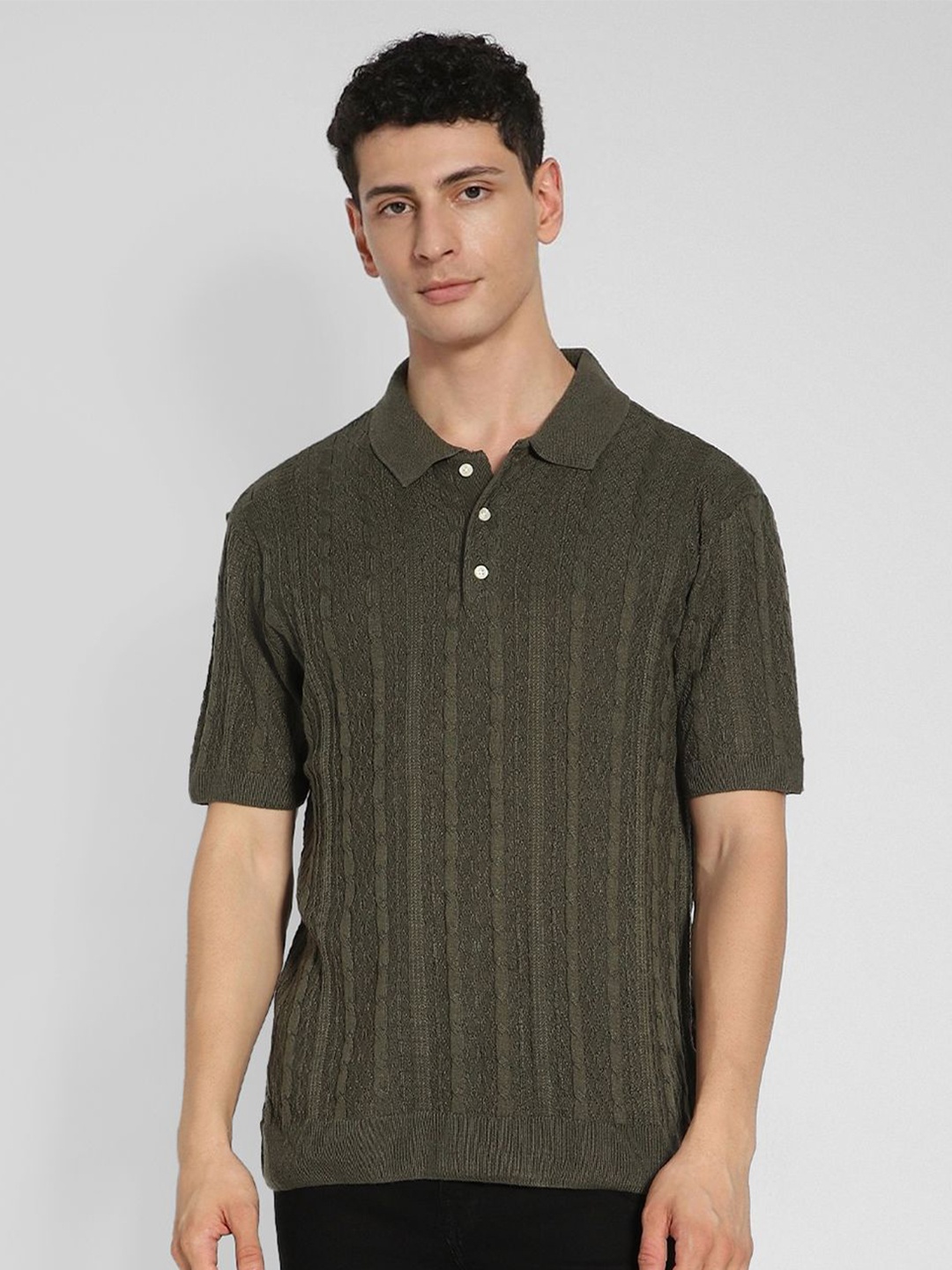 

AMERICAN EAGLE OUTFITTERS Men Cable Knit Pullover, Olive