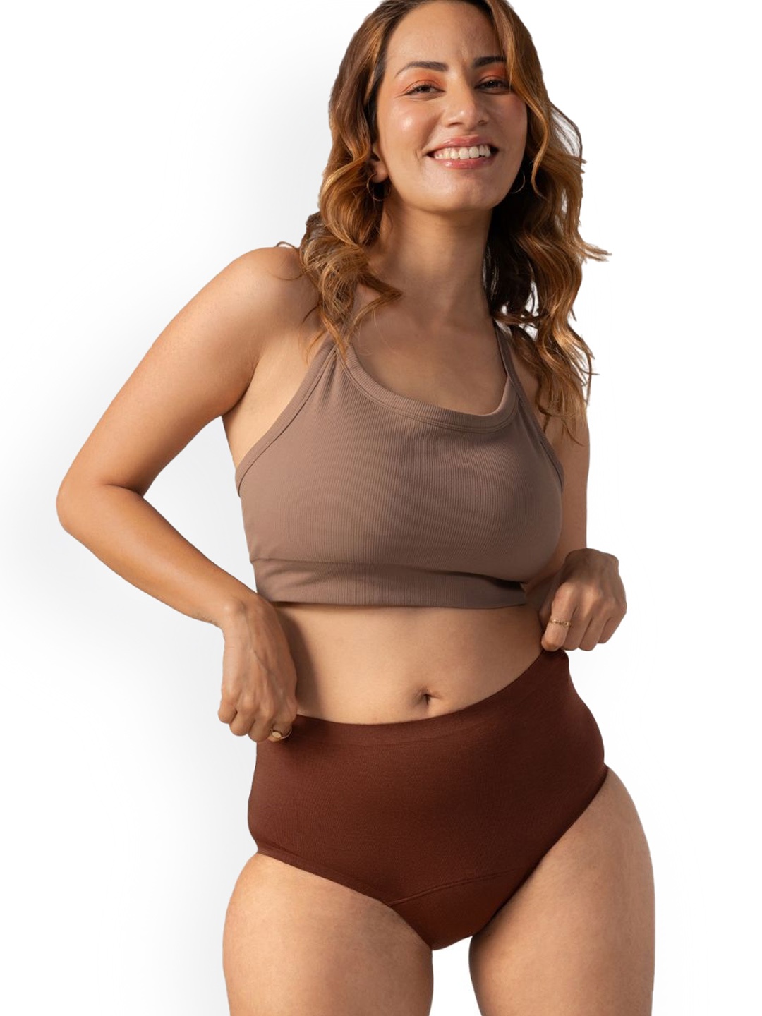 

Mahina Reusable & Leak Proof Period Panty Cappuccino Modal Mid Rise Super Heavy Flow, Coffee brown