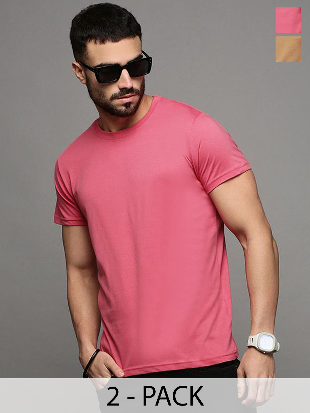 

ETC Pack Of 2 Pure men Cotton T-shirt, Pink