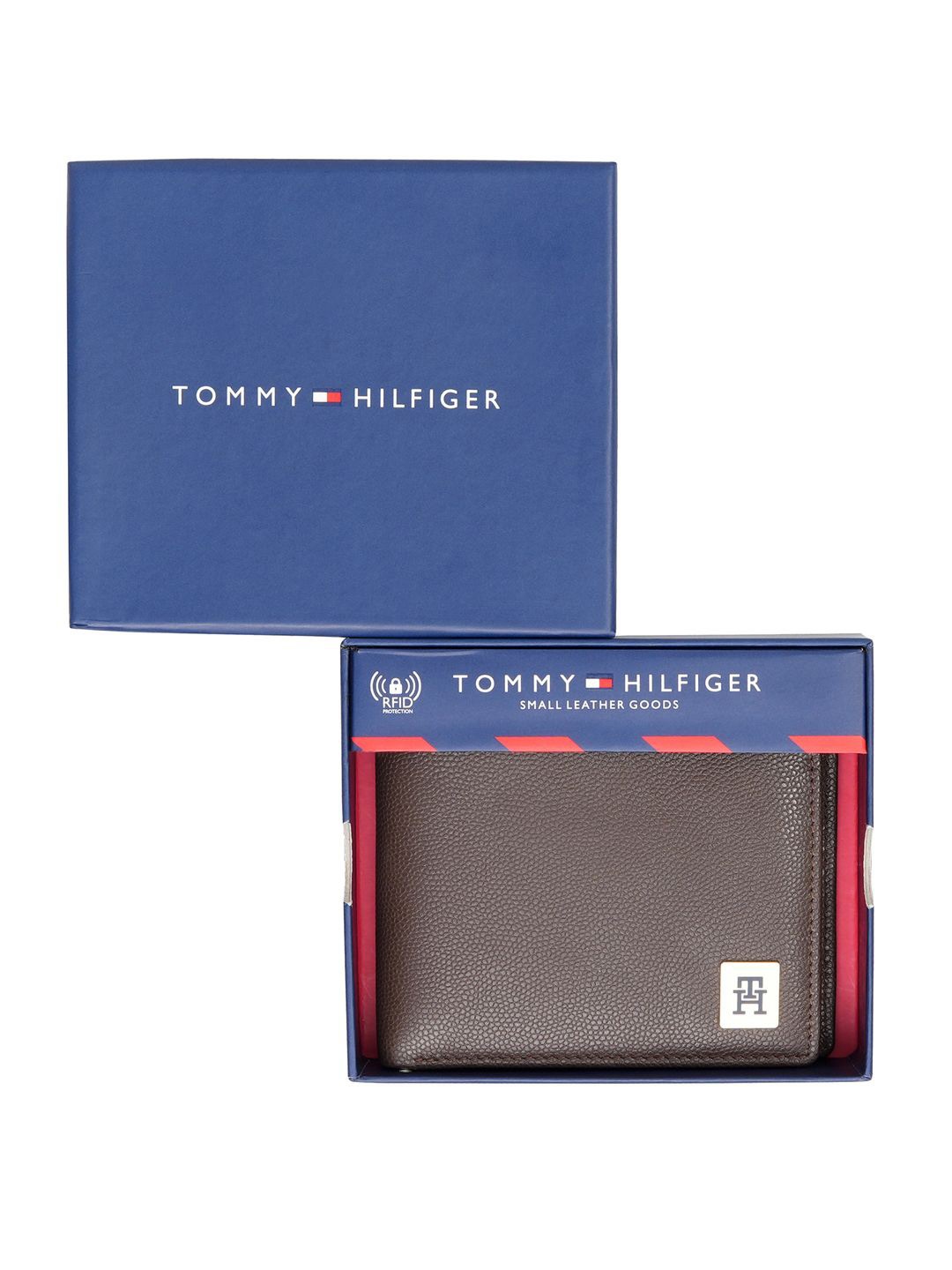 

Tommy Hilfiger Men Solid Textured Leather Two Fold Wallet, Brown