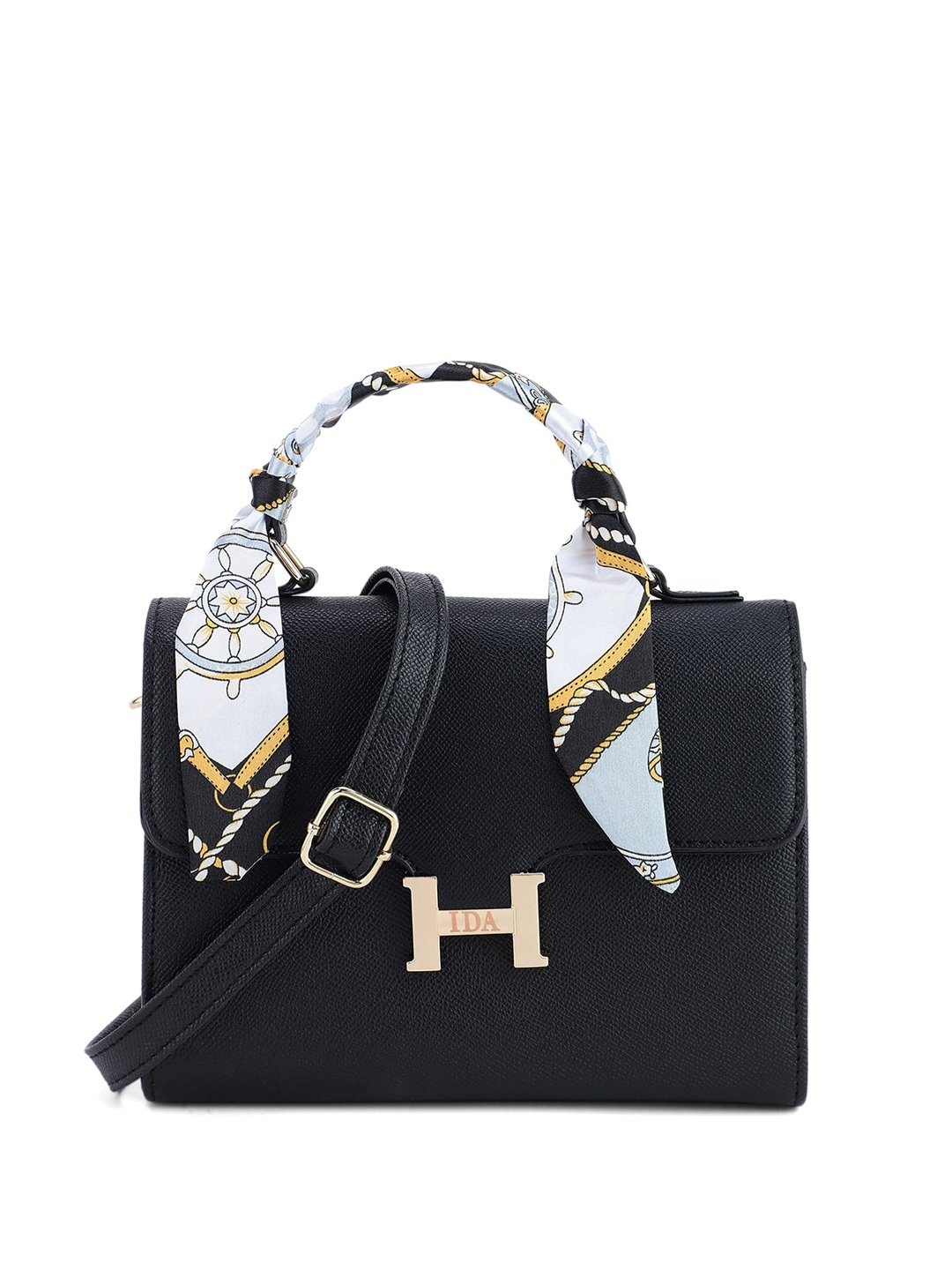 

IDA Women Textured PU Structured Handheld Bag, Black