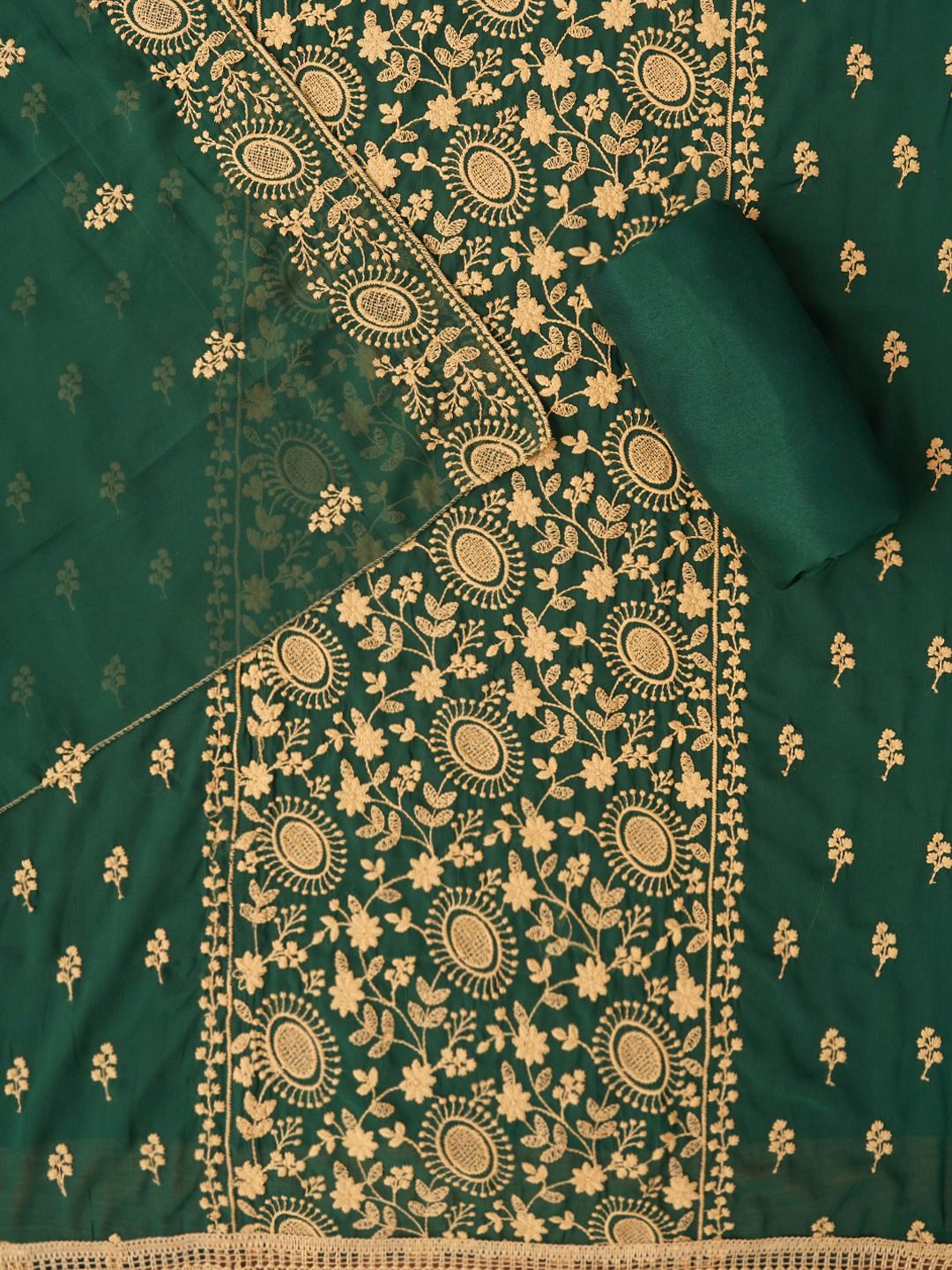 

Jaipur Kurti Sequin Embroidered Silk Georgette Dress Material with Dupatta, Green