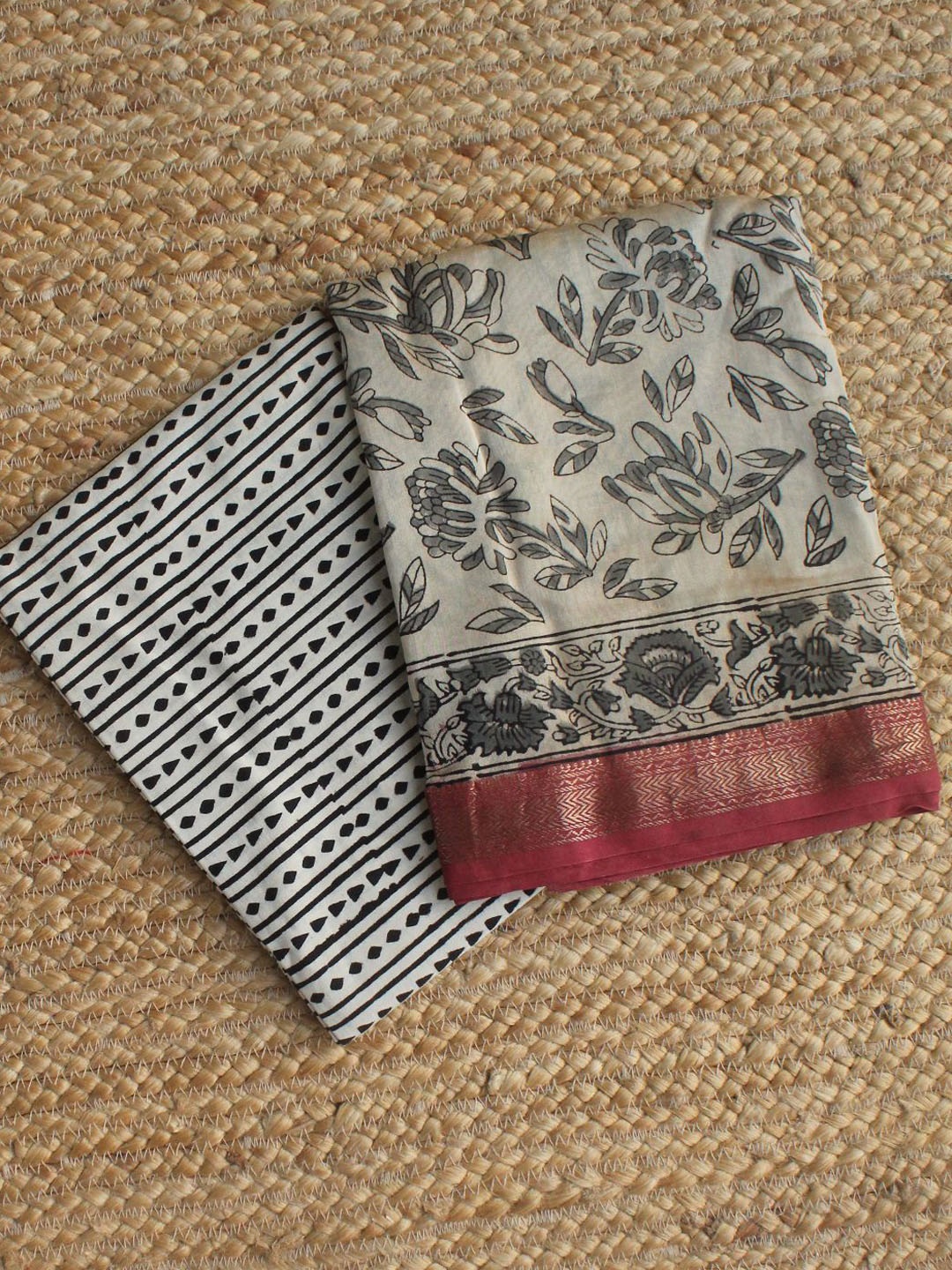 

Weaves of Tradition Floral Printed Unstitched Dress Material, Beige