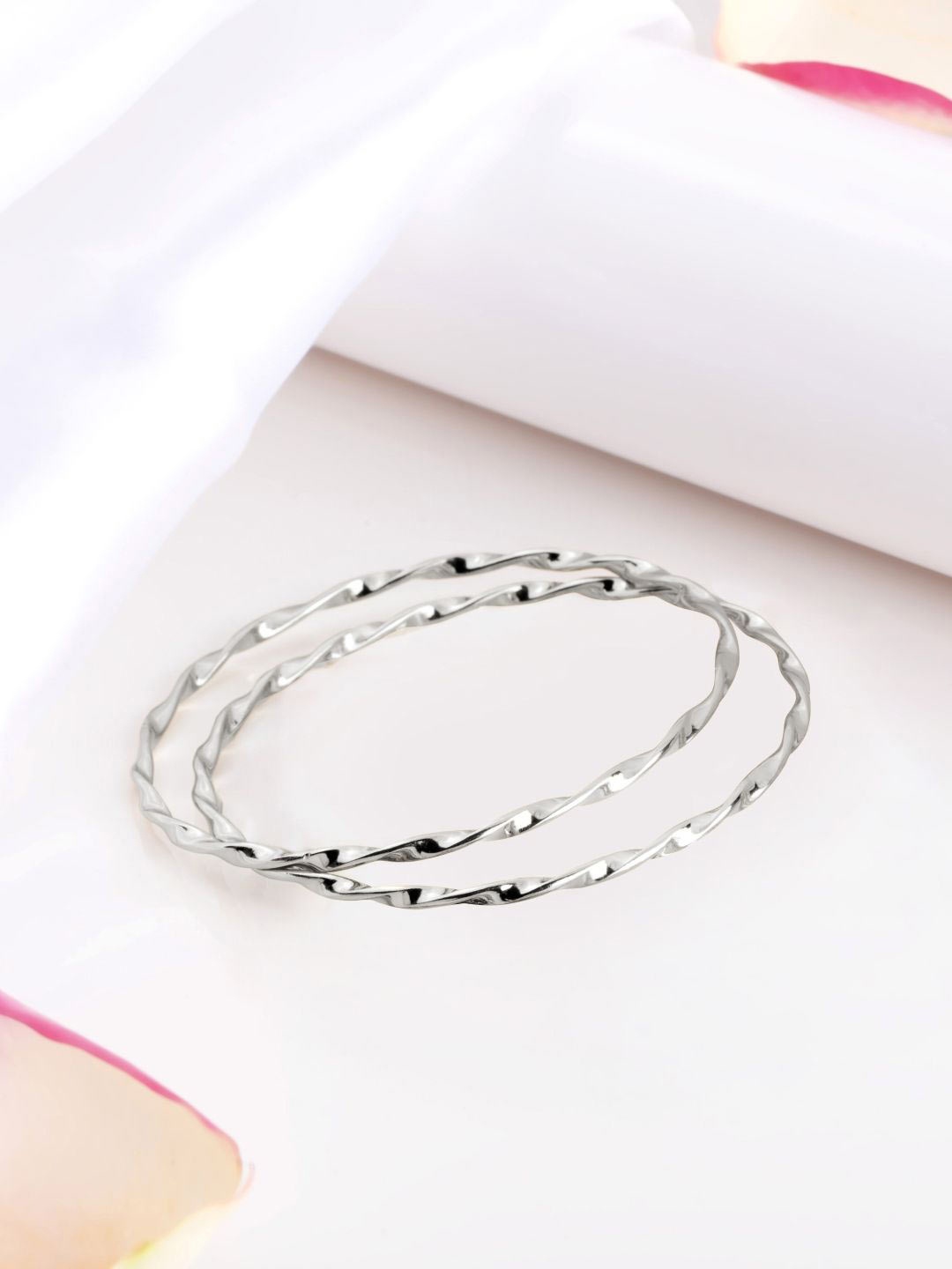 

Zavya Set Of 2 925 Sterling Silver Sterling Silver Rhodium-Plated Bangles