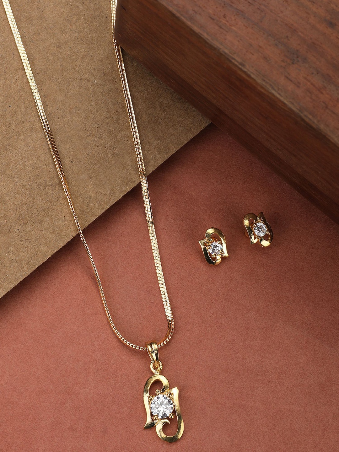 

ANIKAS CREATION Gold-Plated CZ Studded Jewellery Set