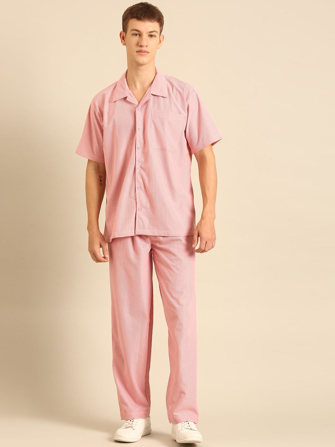 

Joven Striped Corduroy Shirt With Trouser, Peach