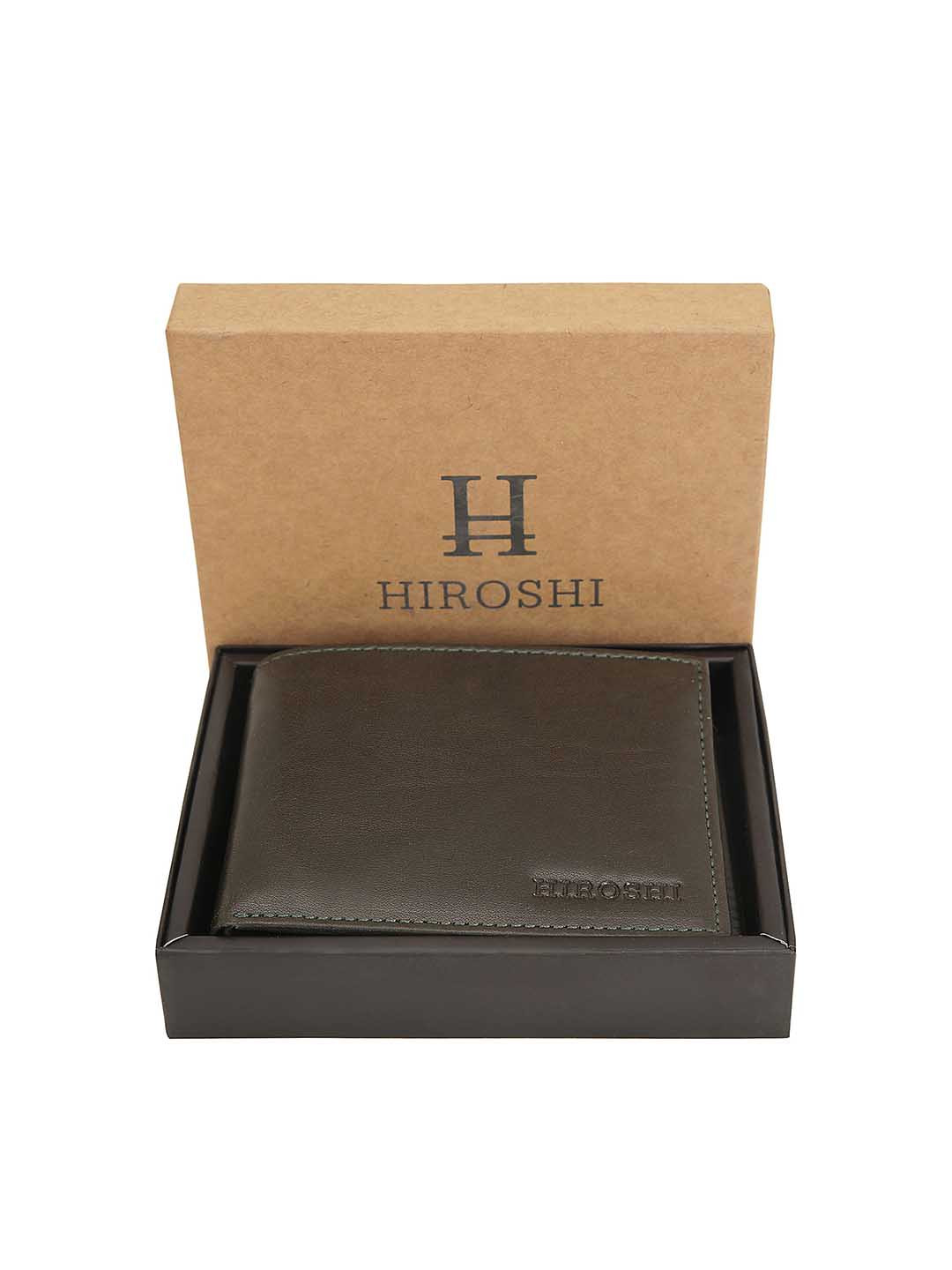 

HIROSHI Men Leather Two-Fold Wallet, Green