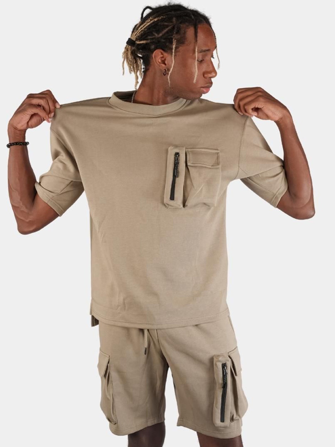 

BOTABOCHI Round Neck T-Shirt & Short, Brown