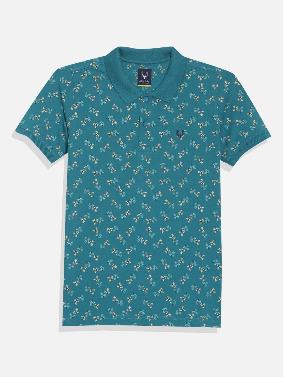 

Allen Solly Junior Boys Floral Printed Polo Collar Cotton T-shirt, Blue