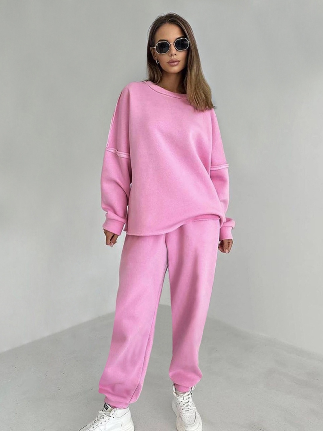 

KPOP Round Neck Sweatshirt & Trousers, Pink