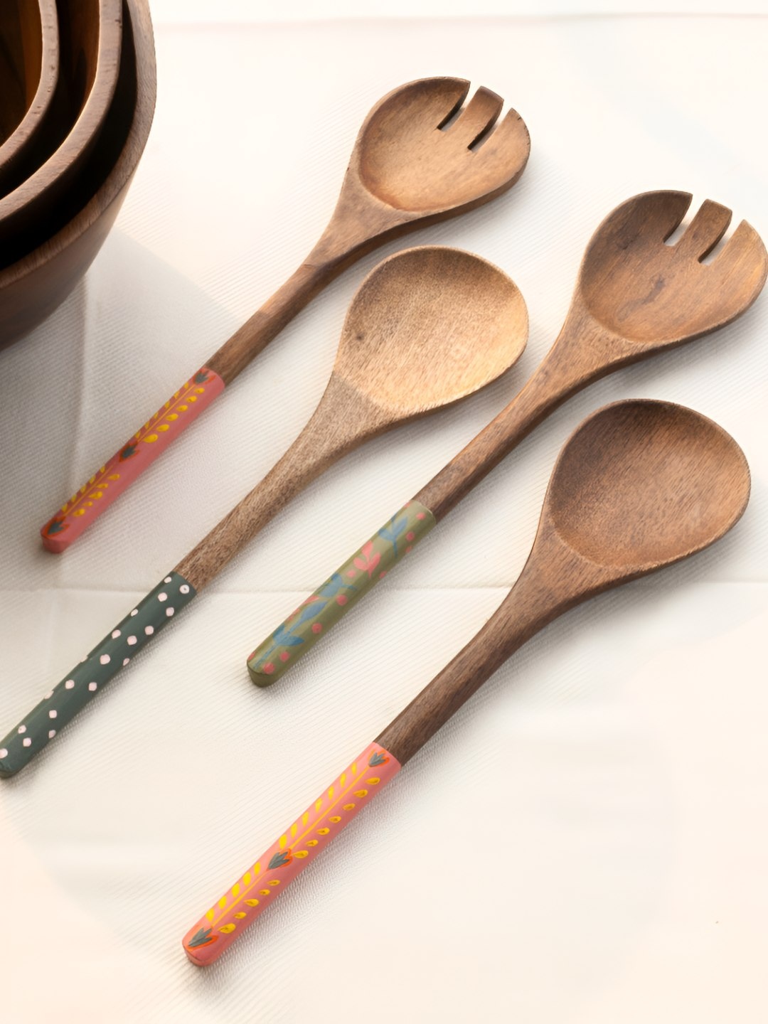 

Aurum Crafts 2 Pieces Bella Mango Wood Salad Spoon, Brown