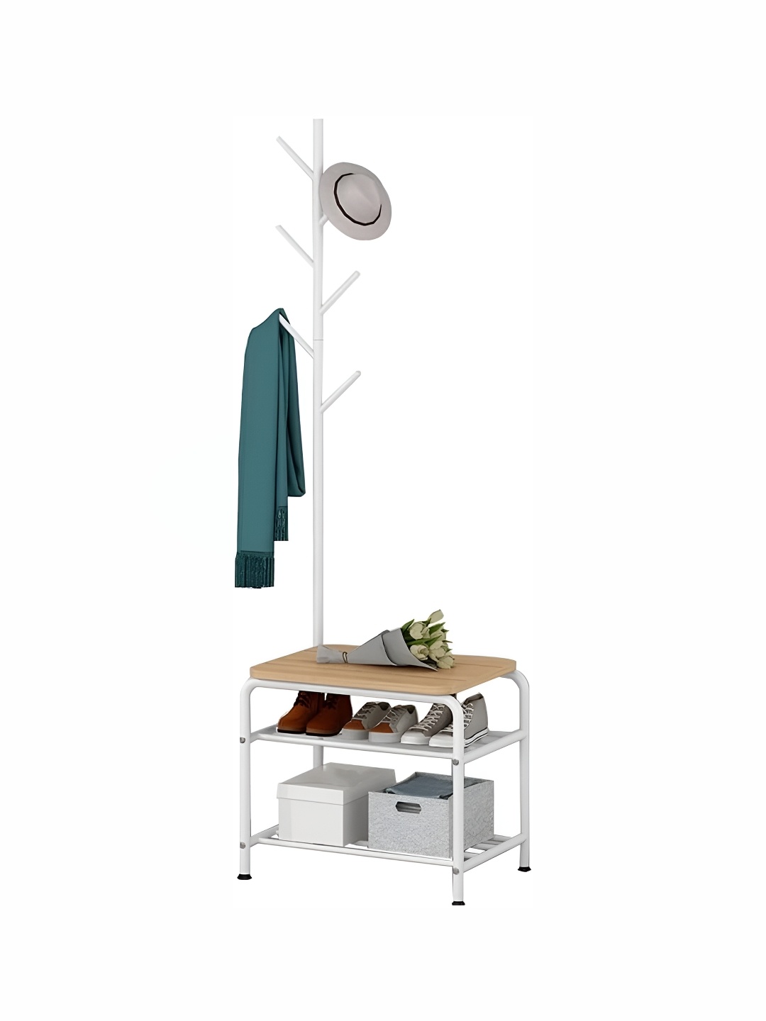 

Arhat Organizers White & Brown Coat Shoe Bench & Shoe Rack