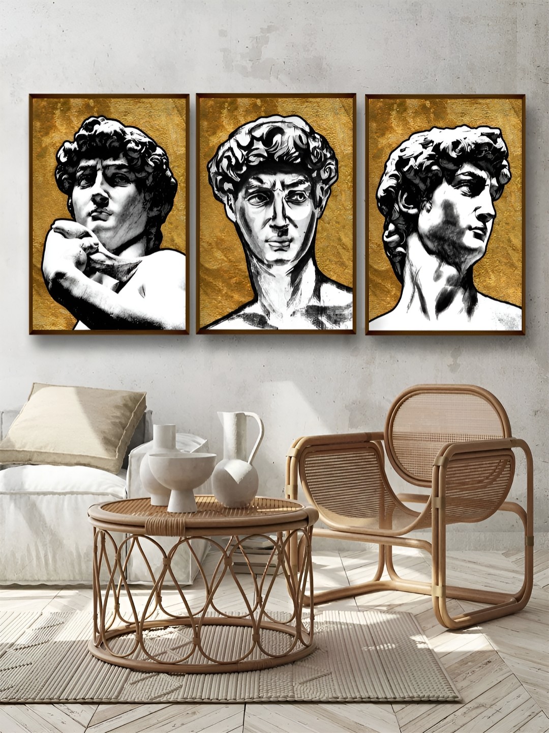 

Artsense Brown & White 3 Pieces Unframed Canvas Wall Art