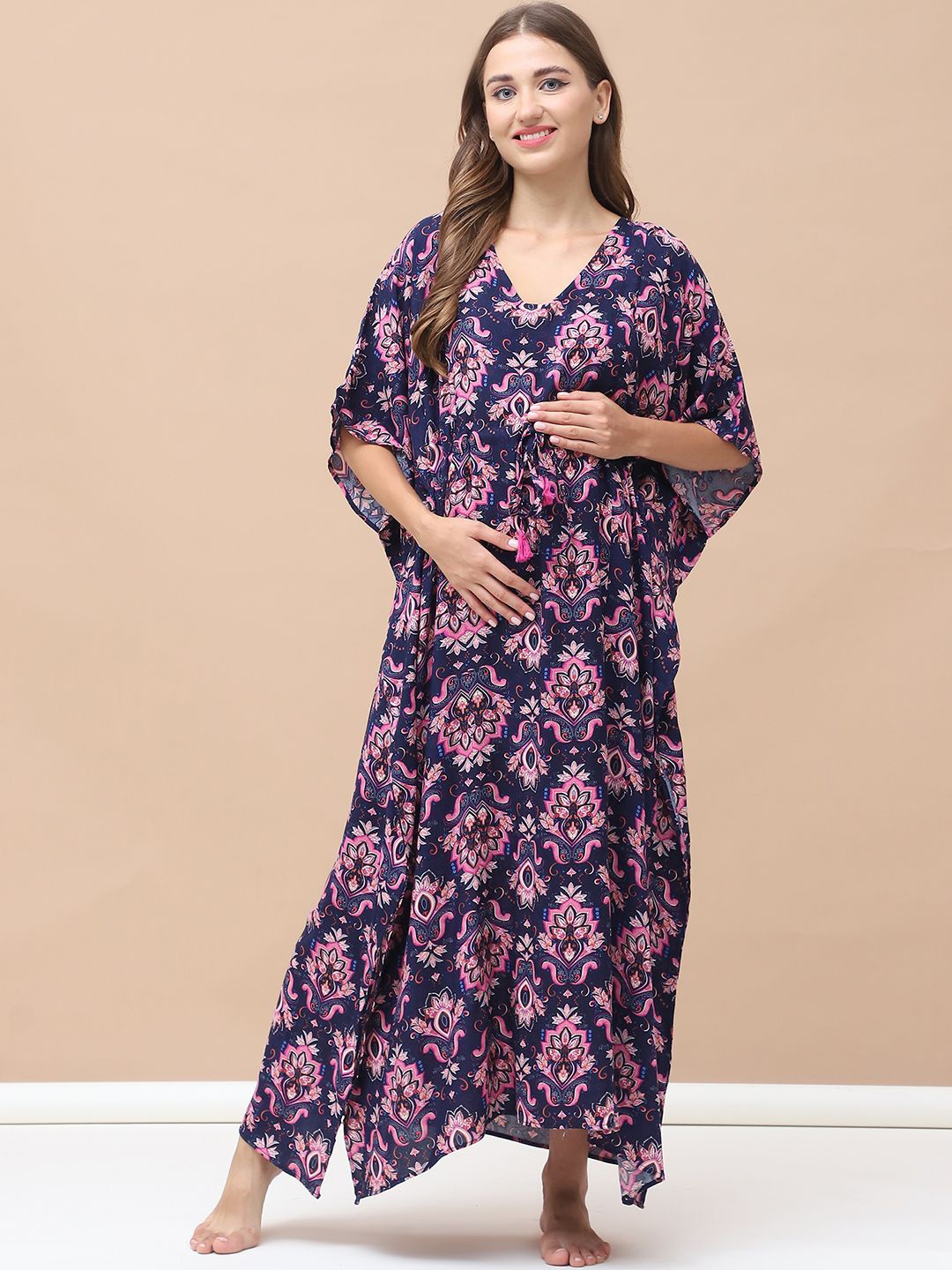 

Secret Wish Printed Maxi Nightdress, Navy blue
