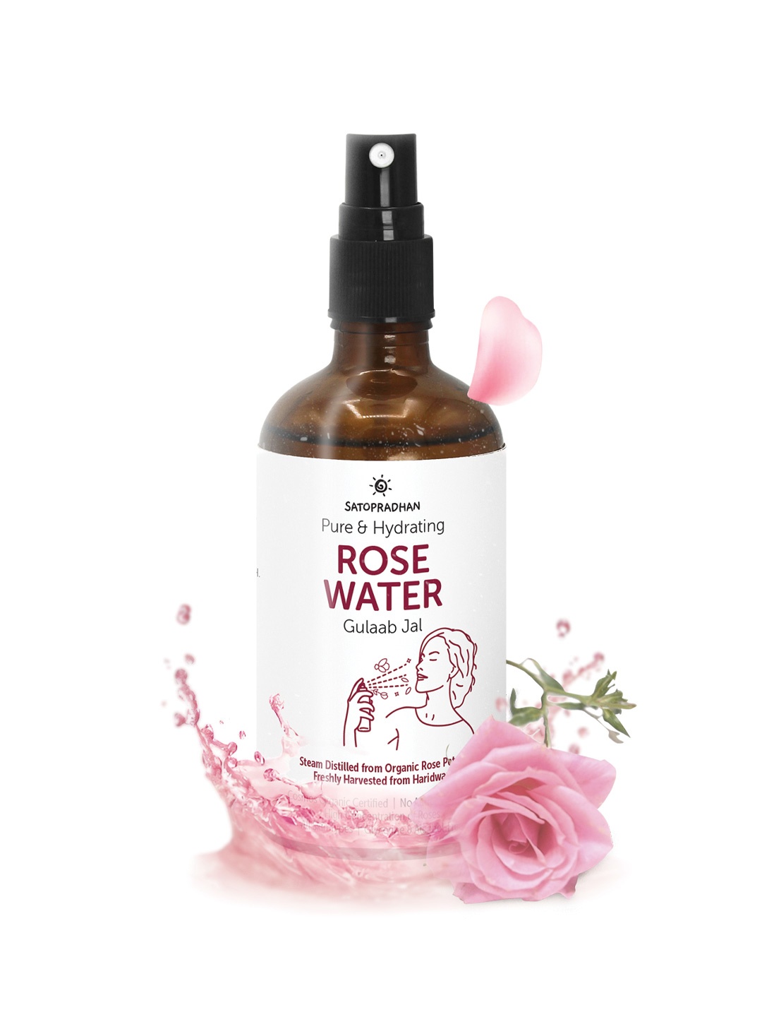 

SATOPRADHAN Pure Rose Water Hydrosol Toner 100ml, Pink