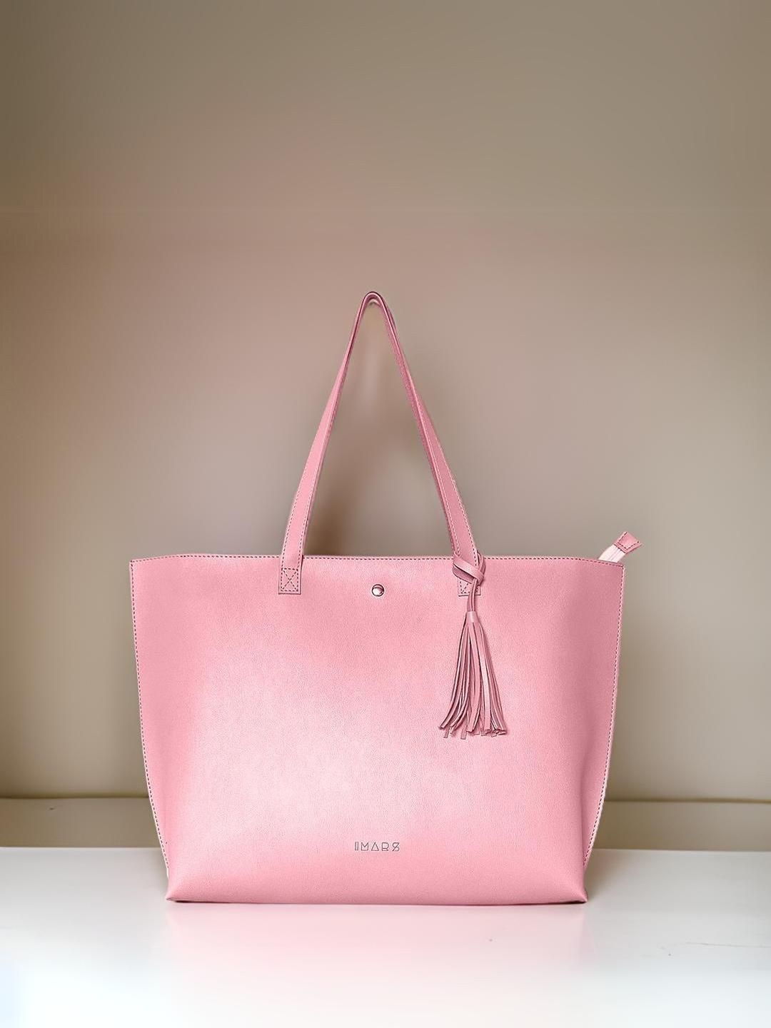 

IMARS Women Textured Structured Shoulder Bag with Tasselled, Pink