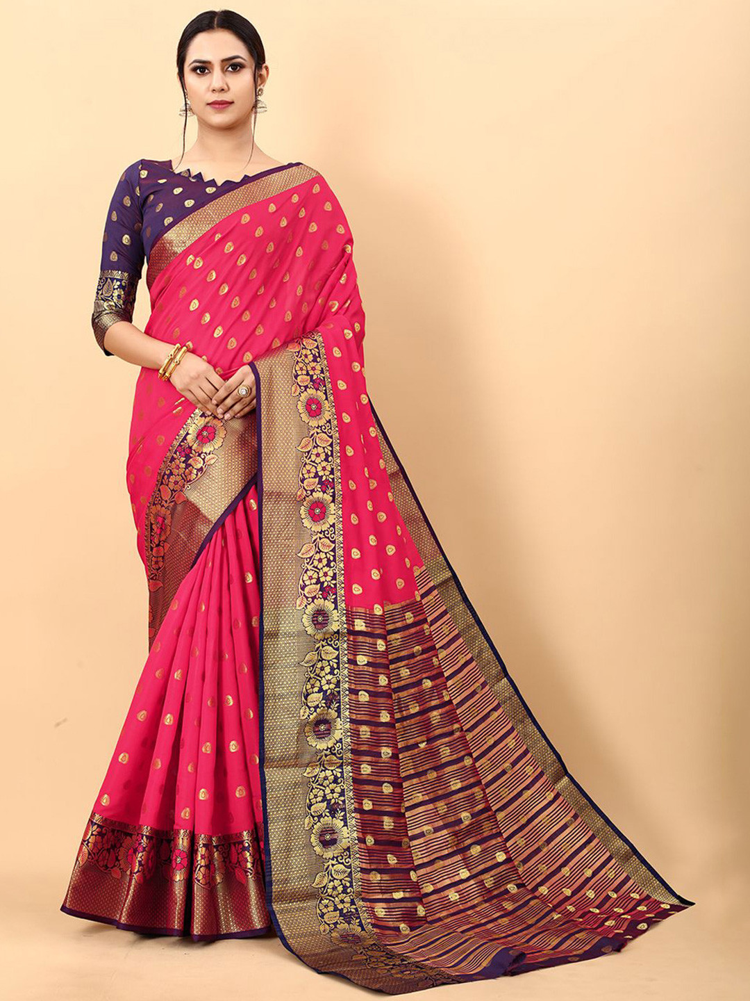 

NIWAA Woven Design Banarasi Saree, Pink
