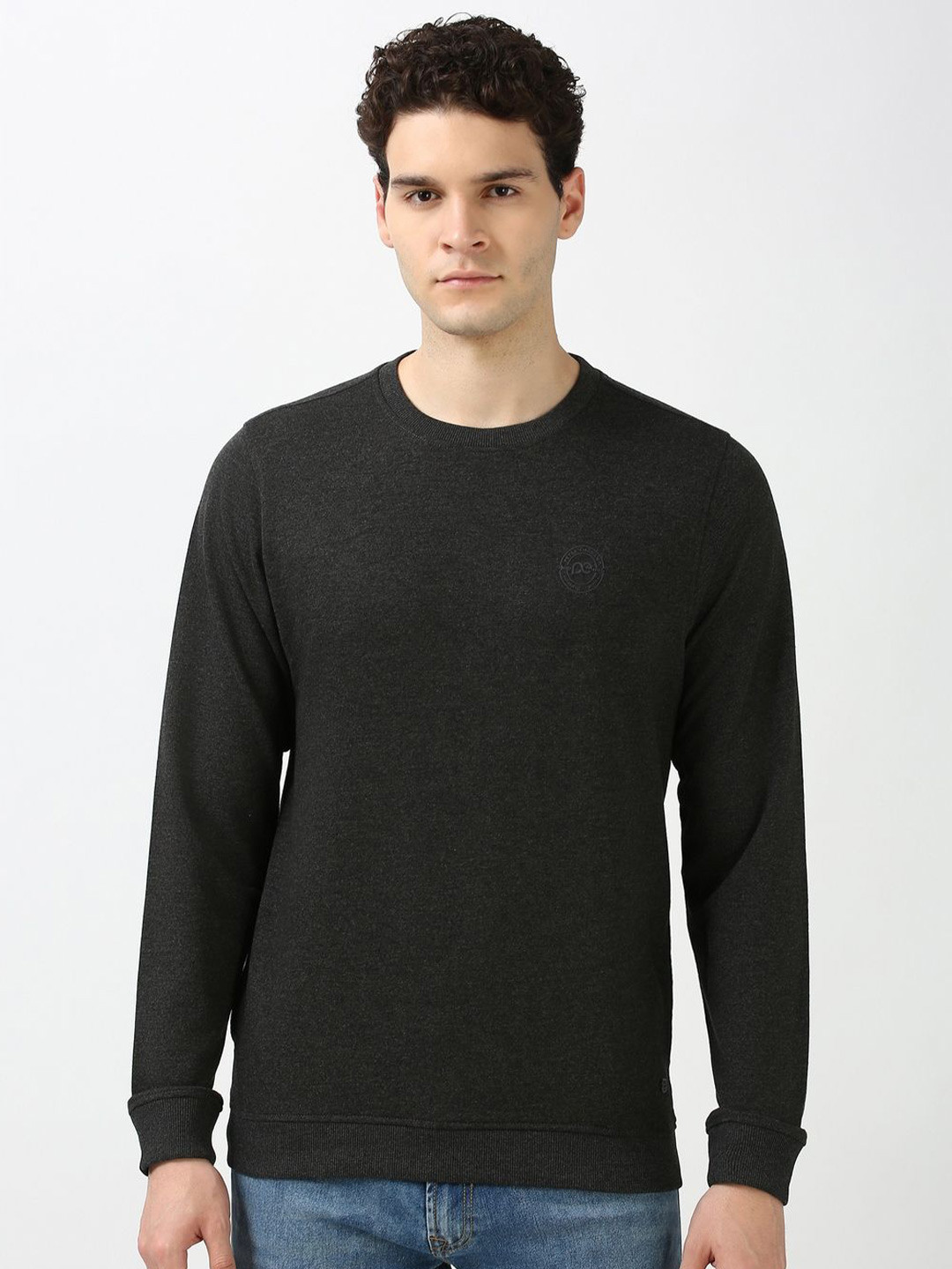 

Peter England Casuals Men Solid Round Neck Cotton Pullover Sweatshirt, Black