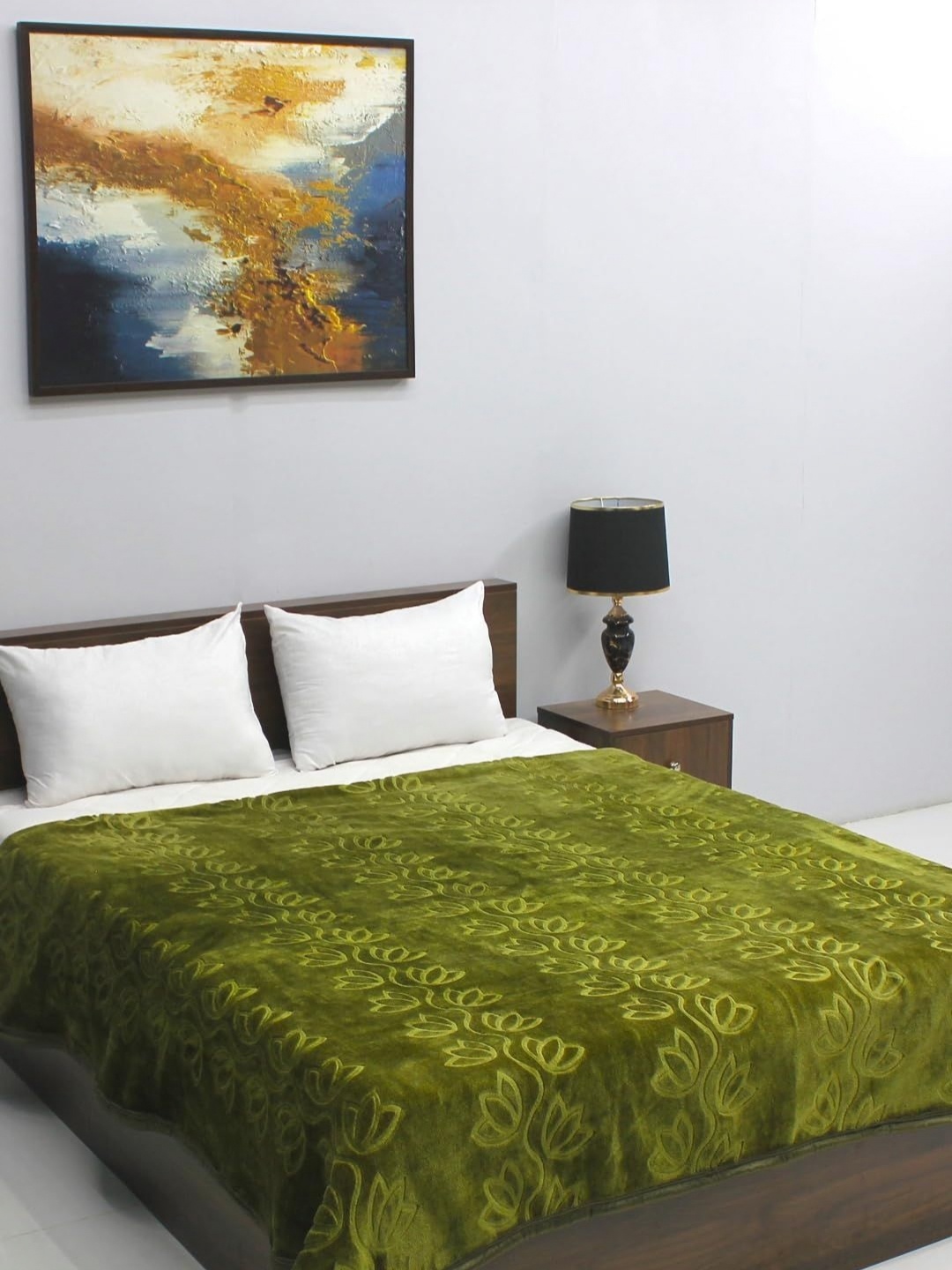 

CHICERY Green Floral Heavy Winter Single Bed Blanket