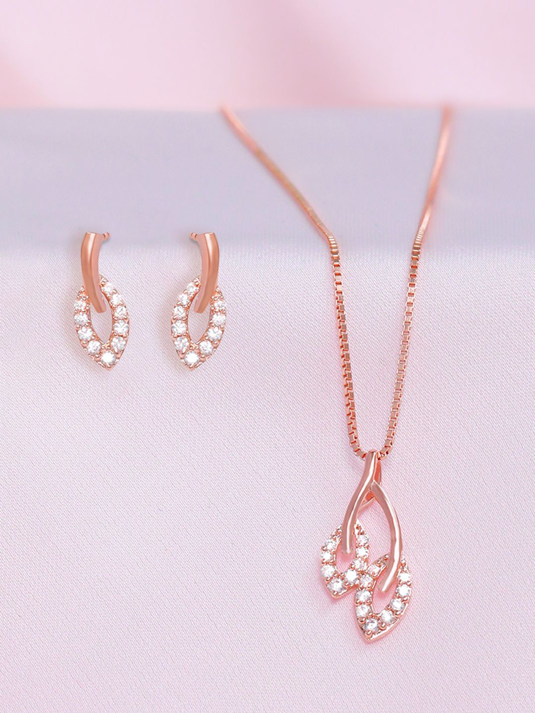 

Zavya Rose Gold-Plated Cubic Zirconia Studded Jewellery Set
