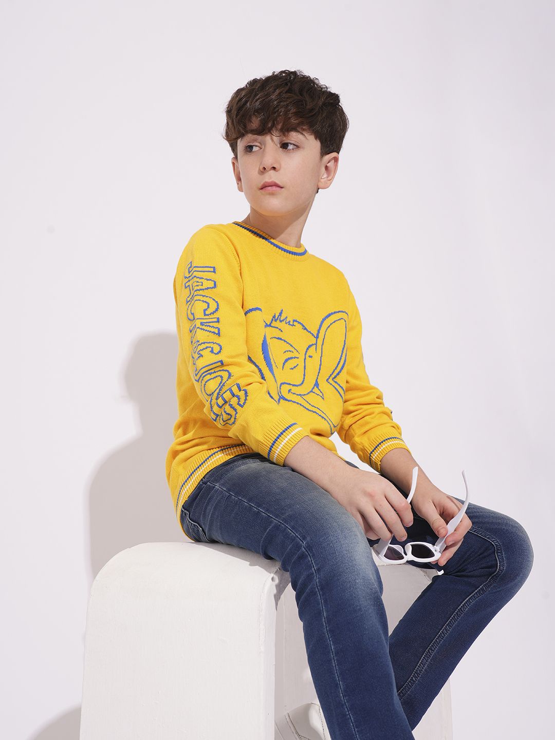 

Jack & Jones Junior Boys Printed Pure Cotton Pullover, Yellow