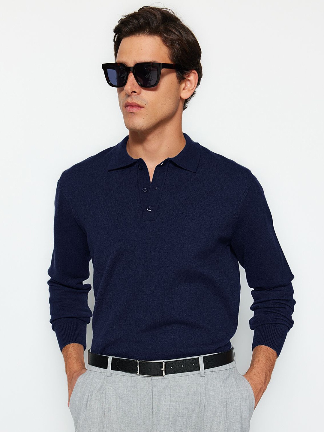 

Trendyol Men Polo Collar T-shirt, Navy blue