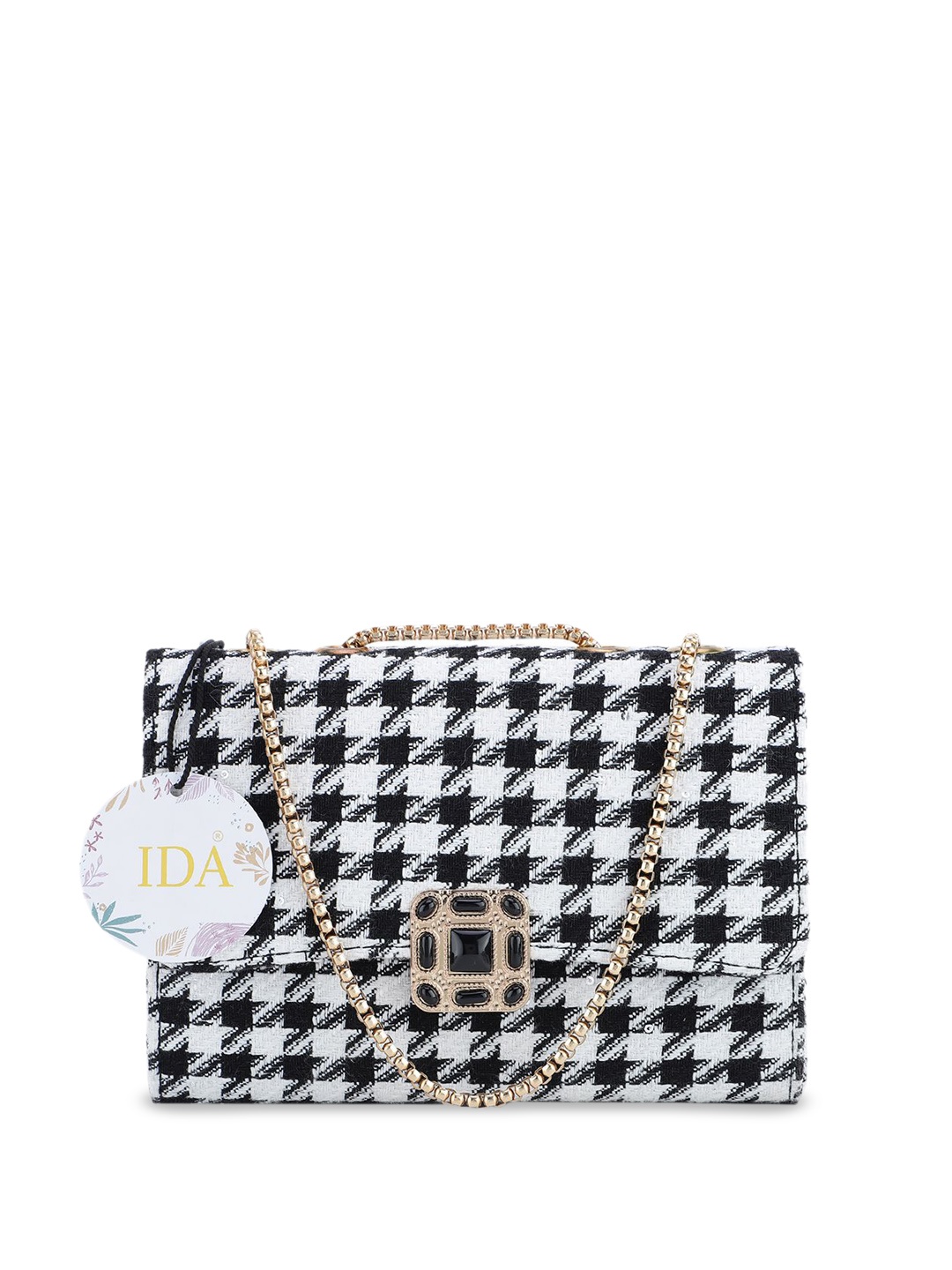 

IDA Printed PU Swagger Sling Bag with Fringed, Black