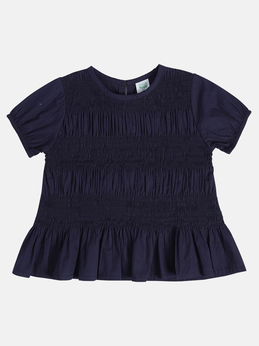 

MINI KLUB Girls Solid Round Neck Cotton Top, Navy blue